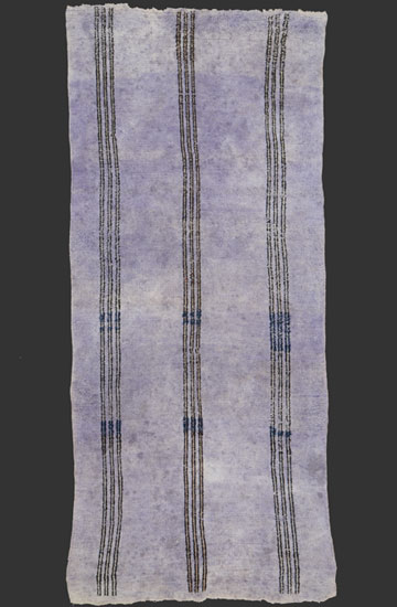 TM 2479, Beni Mguild (?) pile rug with unusual colour scheme + drawing, traces of old indigo in the middle part, mid 20th century, western or central Middle Atlas, Morocco, 360 x 165 cm / 11' 10'' x 5' 6'', high resolution image + price on request
